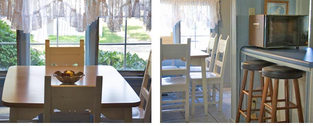 Dining seating in the cottage